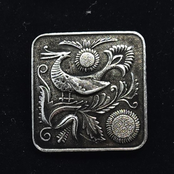 FireBird, Rare Soviet Brooch Bird Pin Animal Sin Sunflower Light Metal USSR 70's - Picture 1 of 9